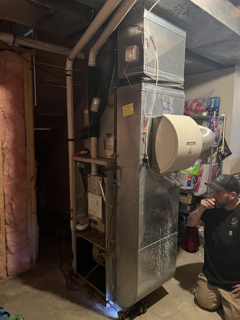 Older gas furnace being evaluated for repair or replacement
