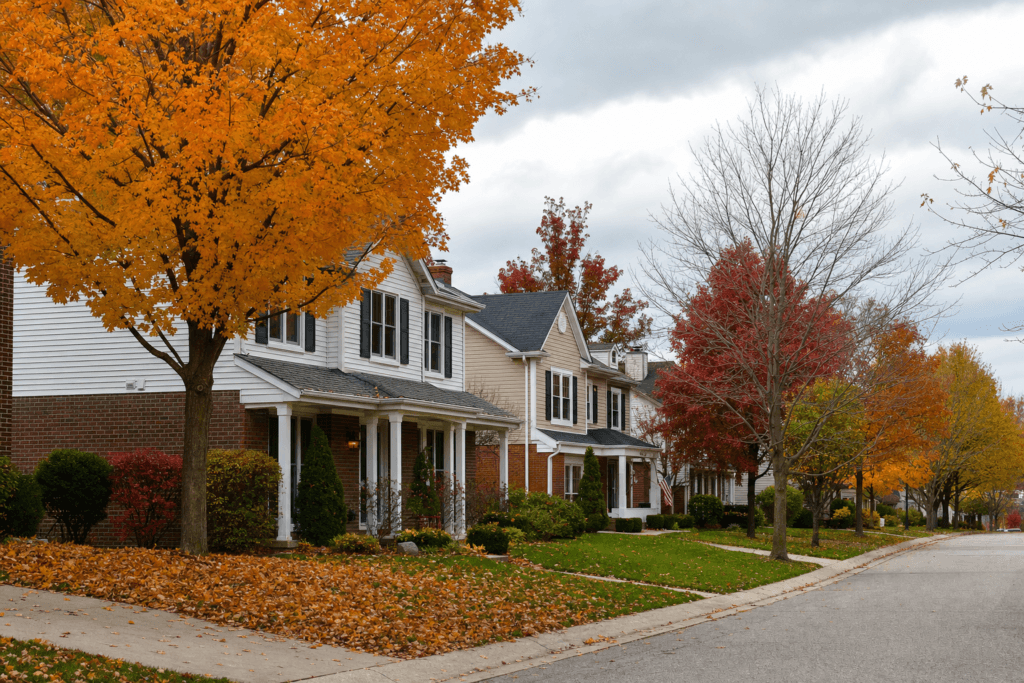 Great Lakes region residential neighborhood served by Tri-State Heating and Cooling